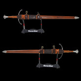 SWMZ-1008 Swordier Type XVa Hand-and-a-Half Medieval Longsword – Diamond Cross-Section, Spring Steel Blade, Leather-Wrapped Scabbard